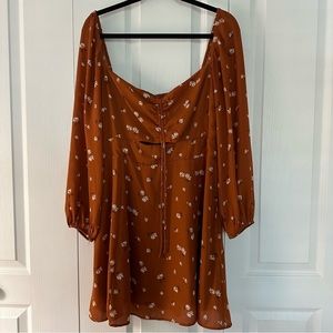 Abercrombie & Fitch Long-Sleeve Cinch-Front Cutout Mini Dress